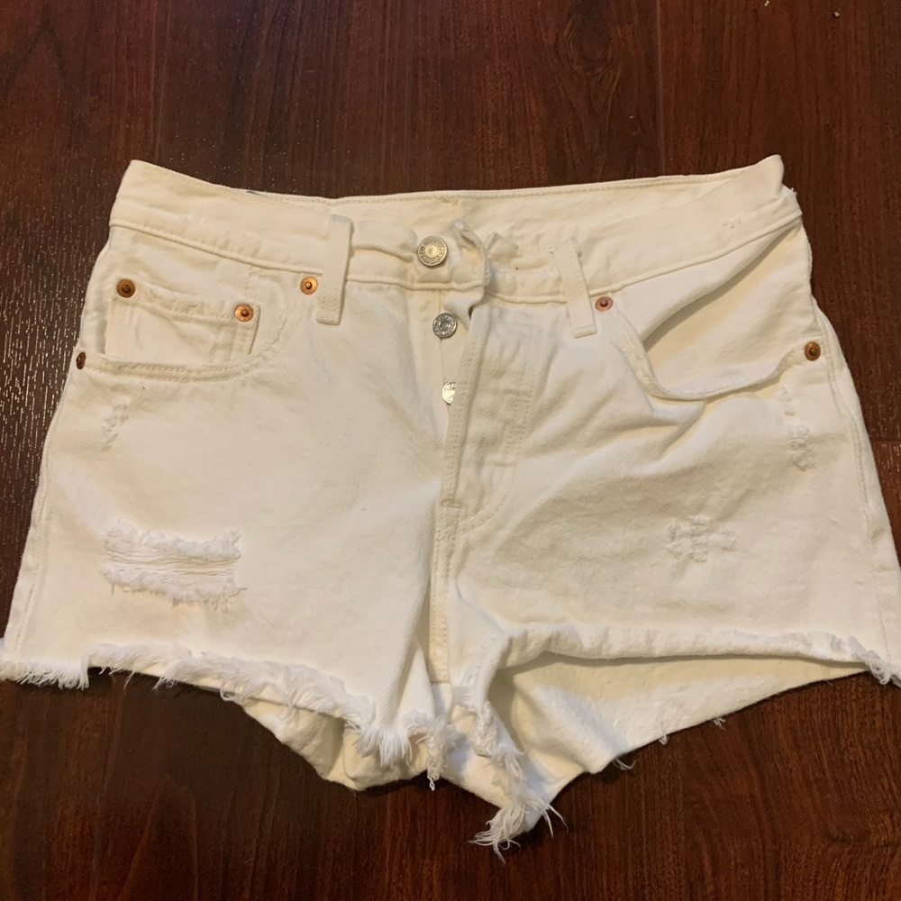 Levi’s White Jean Shorts